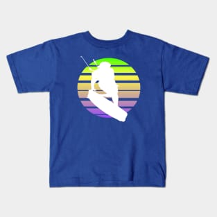 Kitesurfing Female Rider Silhouette Retro Sunset Kids T-Shirt